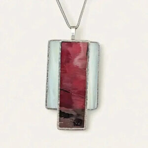 Vintage Handmade Art Deco Stained-Glass Pendant